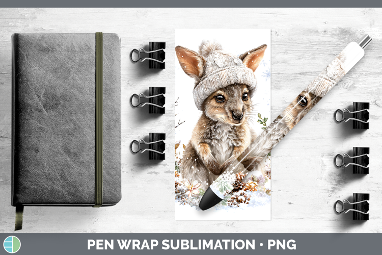 Kangaroo Safari Winter Knit Hat Pen Wrap Sublimation Design