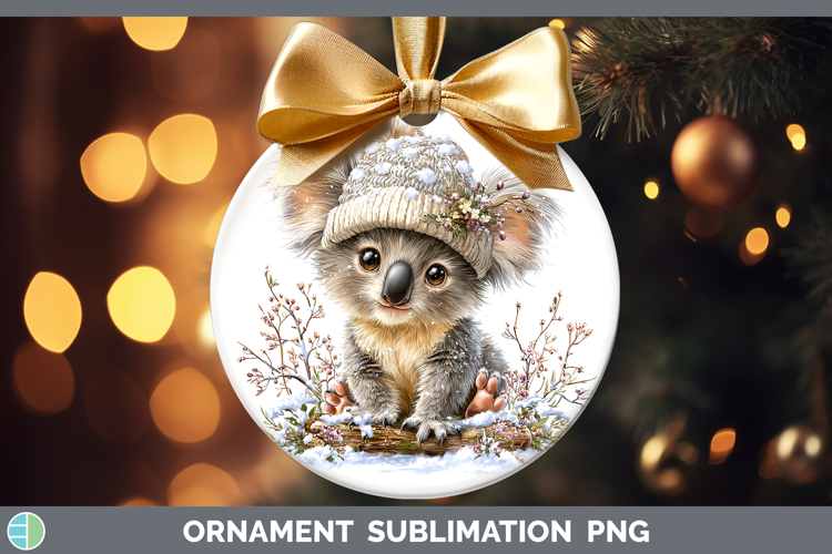 Koala Safari Winter Knit Hat Ornament Sublimation Design