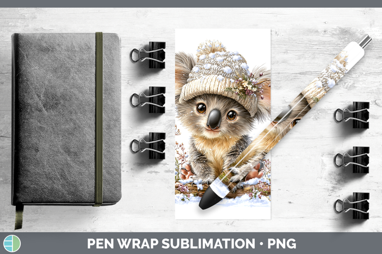 Koala Safari Winter Knit Hat Pen Wrap Sublimation Design