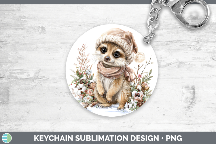 Meerkat Safari Winter Knit Hat Keychain Sublimation Design