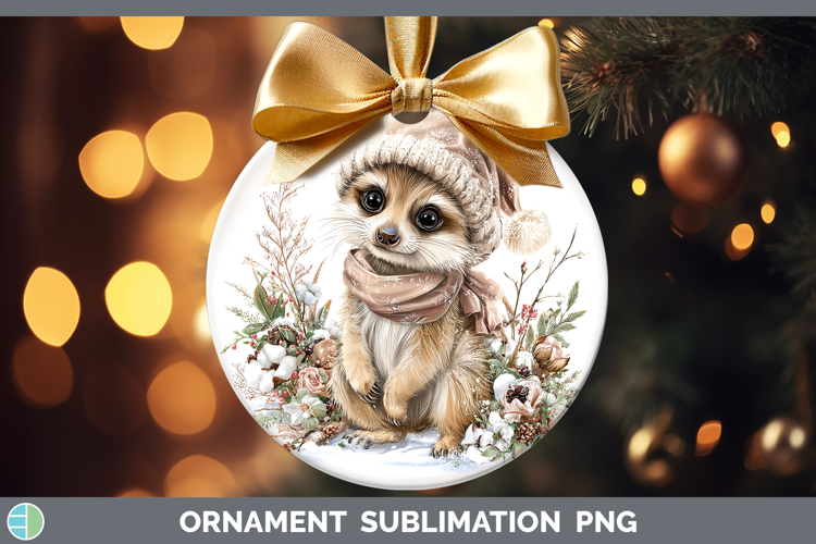Meerkat Safari Winter Knit Hat Ornament Sublimation Design