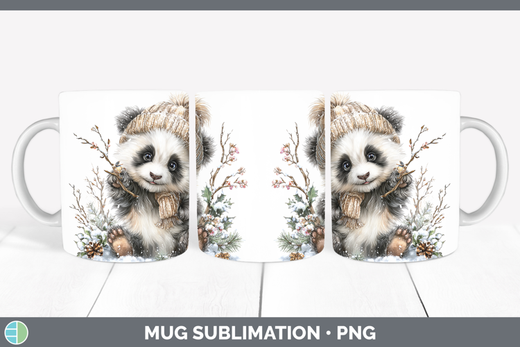 Panda Bear Safari Winter Knit Hat Mug Wrap Sublimation Desig