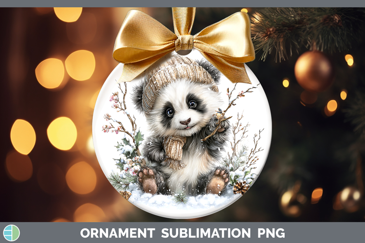 Panda Bear Safari Winter Knit Hat Ornament Sublimation Desig