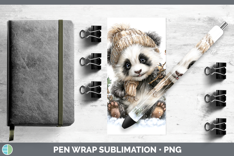 Panda Bear Safari Winter Knit Hat Pen Wrap Sublimation Desig