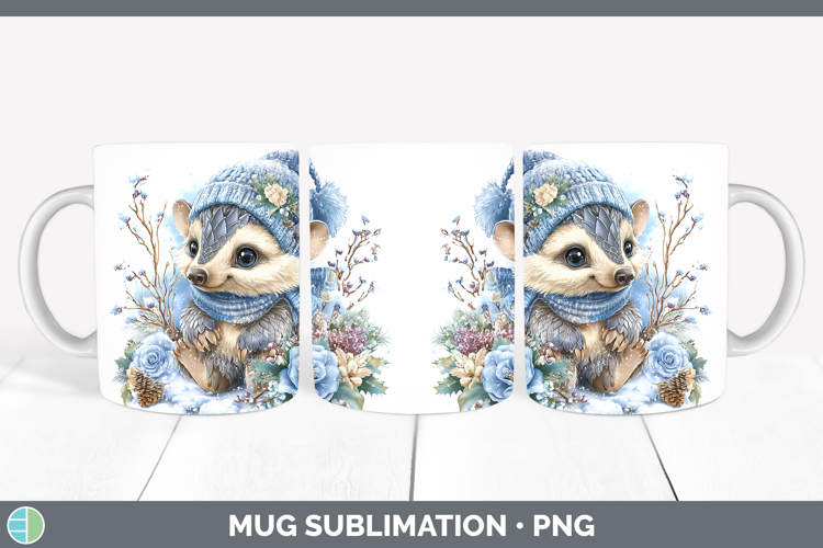 Pangolin Safari Winter Knit Hat Mug Wrap Sublimation Design