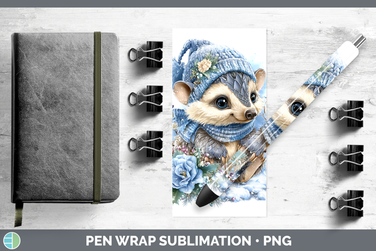 Pangolin Safari Winter Knit Hat Pen Wrap Sublimation Design