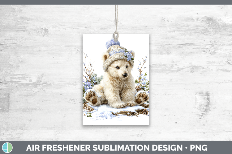 Polar Bear Safari Winter Knit Hat Air Freshener Sublimation