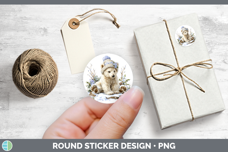 Polar Bear Safari Winter Knit Hat Stickers Design
