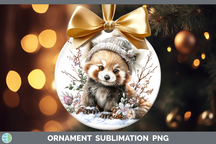 Red Panda Safari Winter Knit Hat Ornament Sublimation Design