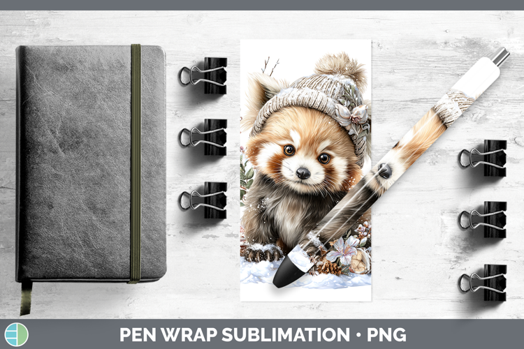 Red Panda Safari Winter Knit Hat Pen Wrap Sublimation Design