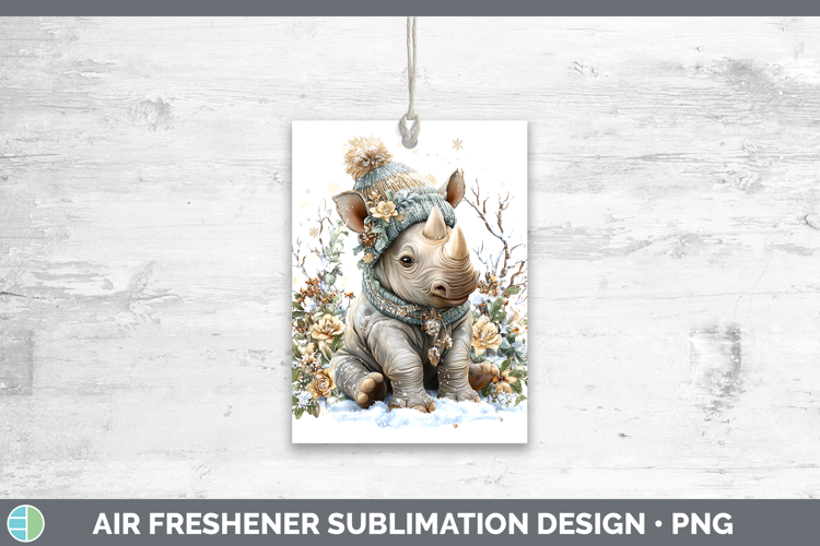 Rhino Safari Winter Knit Hat Air Freshener Sublimation Desig
