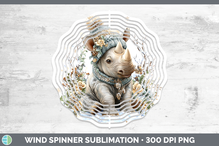 Rhino Safari Winter Knit Hat Wind Spinner Sublimation Design