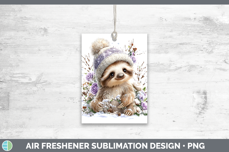 Sloth Safari Winter Knit Hat Air Freshener Sublimation Desig