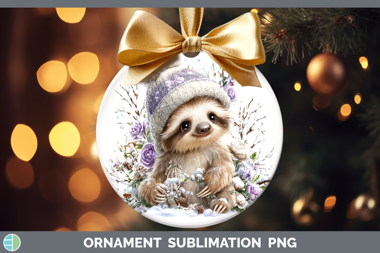 Sloth Safari Winter Knit Hat Ornament Sublimation Design