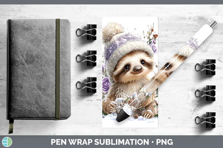 Sloth Safari Winter Knit Hat Pen Wrap Sublimation Design