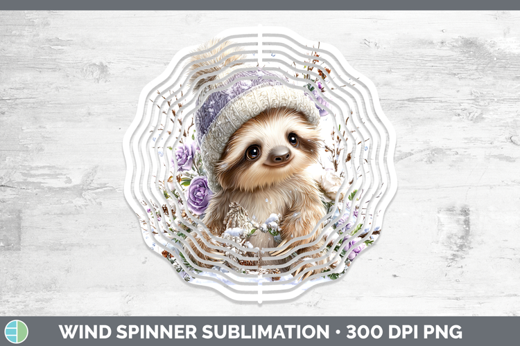 Sloth Safari Winter Knit Hat Wind Spinner Sublimation Design