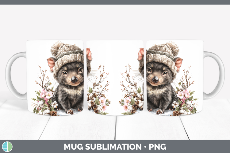 Tasmanian Devil Safari Winter Knit Hat Mug Wrap Sublimation