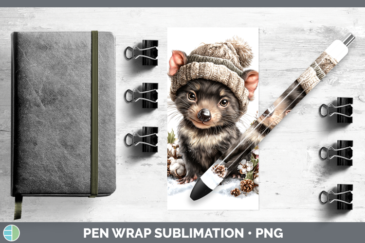 Tasmanian Devil Safari Winter Knit Hat Pen Wrap Sublimation