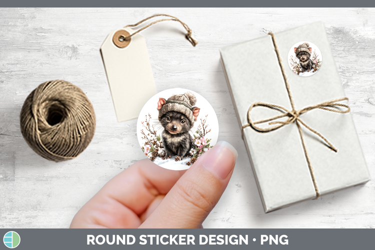 Tasmanian Devil Safari Winter Knit Hat Stickers Design