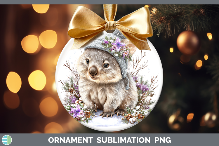 Wombat Safari Winter Knit Hat Ornament Sublimation Design