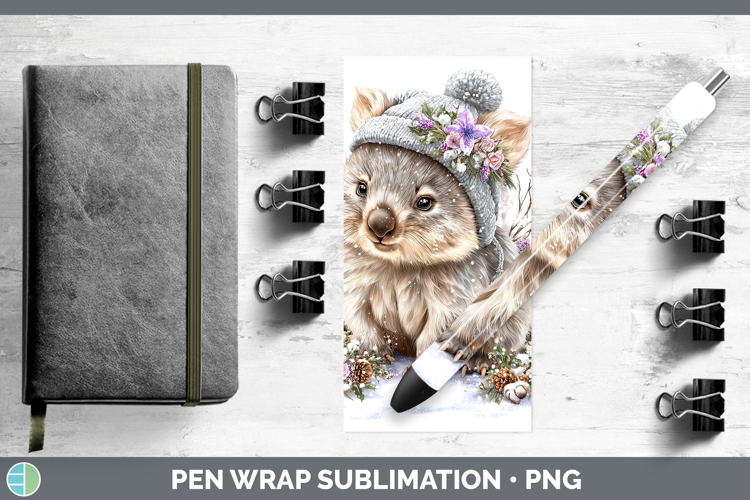 Wombat Safari Winter Knit Hat Pen Wrap Sublimation Design