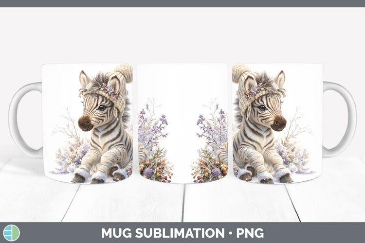Zebra Safari Winter Knit Hat Mug Wrap Sublimation Design