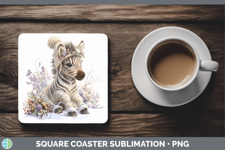 Zebra Safari Winter Knit Hat Square Coaster Sublimation Desi