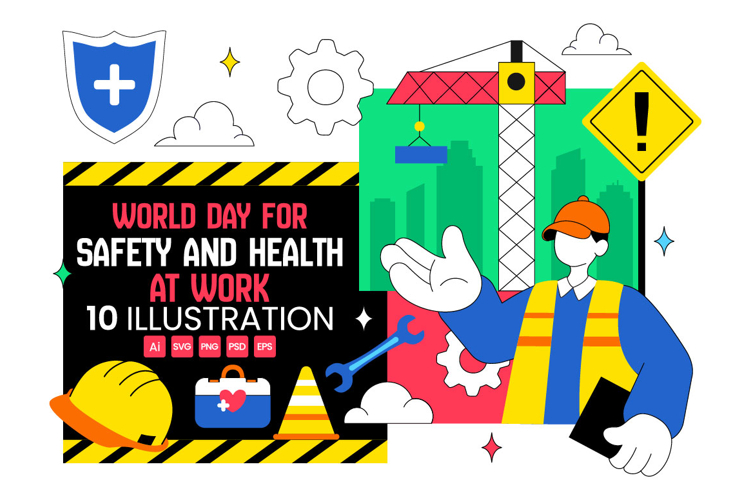 10 Day For Safety And Health At Work Illustration