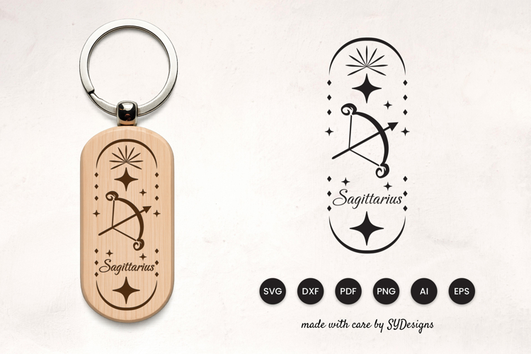 Sagittarius Keychain Laser Cut SVG- Zodiac Laser Cut