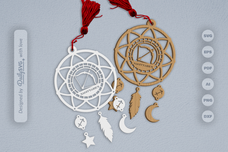 Sagittarius Dream Catcher Laser Cut Set SVG