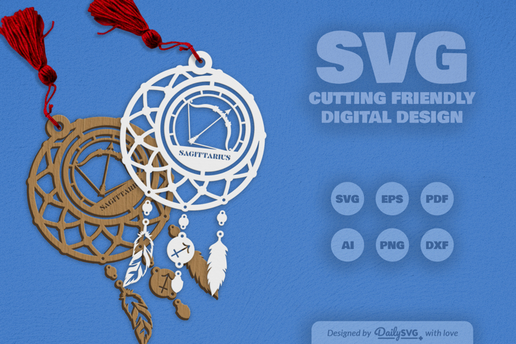 Sagittarius Dream Catcher Laser Cut Set SVG