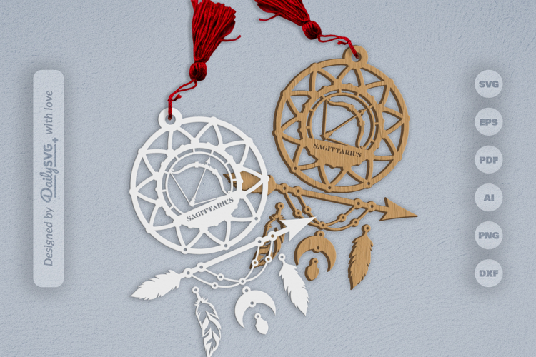 Sagittarius Dream Catcher Laser Cut Set SVG