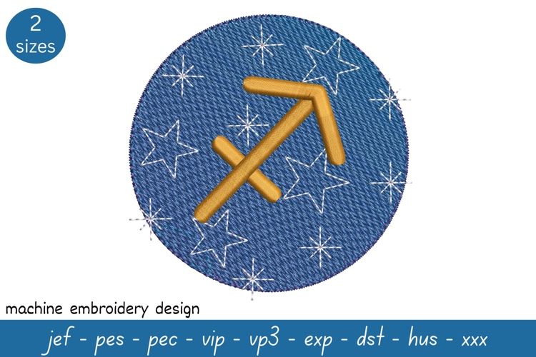 Sagittarius Embroidery Design - Astrological Pattern