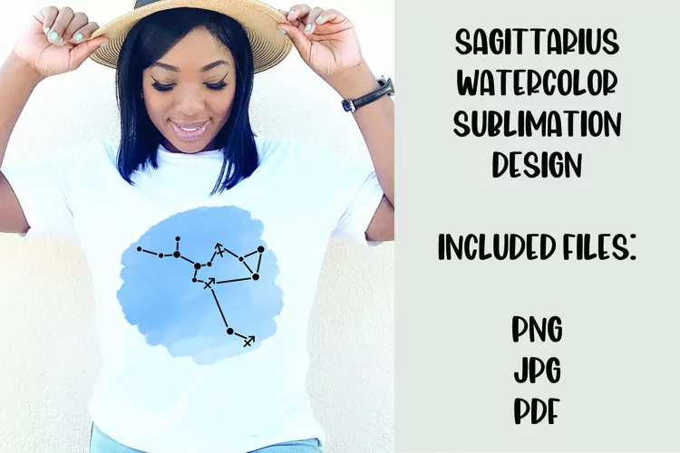 Sagittarius Watercolor Zodiac Sign Sublimation Design