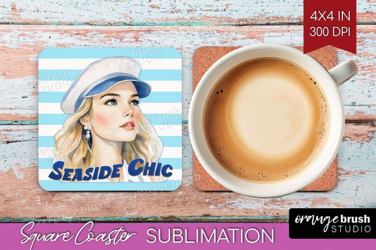 Sailor Girl Nautical Square Coaster Sea Quotes Coaster PNG