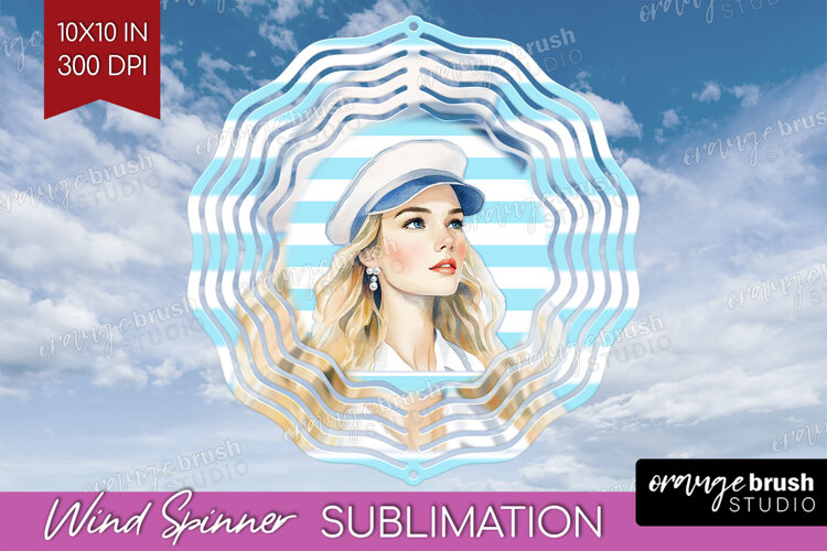 Sailor Girl Nautical Wind Spinner Sublimation PNG Sea Quotes example image 1
