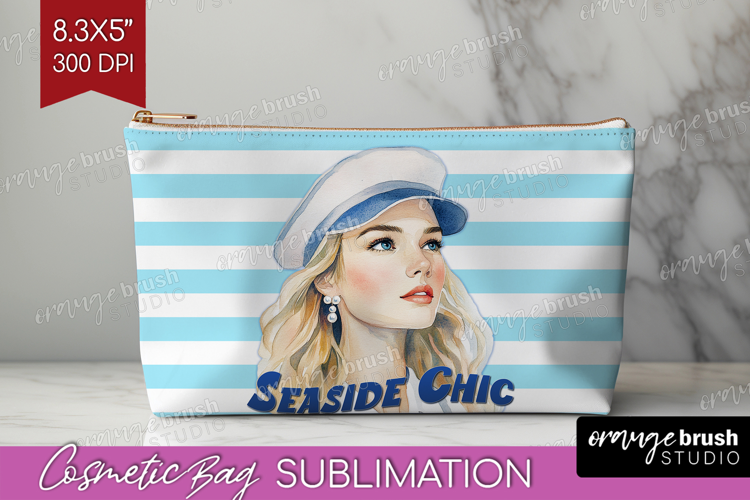 Sailor Girl Nautical Cosmetic Bag Sea Quotes Makeup Bag PNG