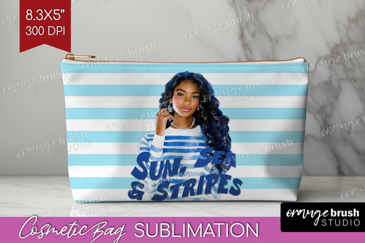 Sailor Girl Nautical Cosmetic Bag Sea Quotes Makeup Bag PNG