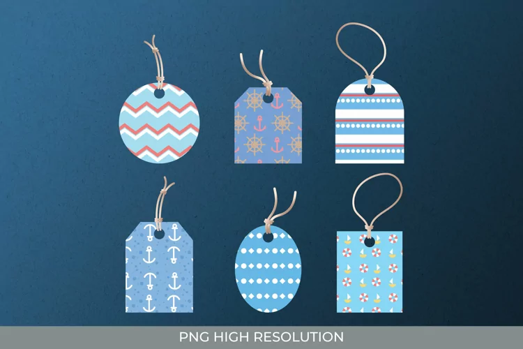Sailor Patterned Shaped Tag