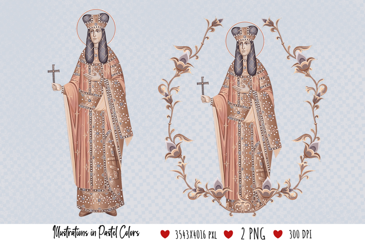 Saint Helena Ana-Neda. Illustration in Byzantine Style