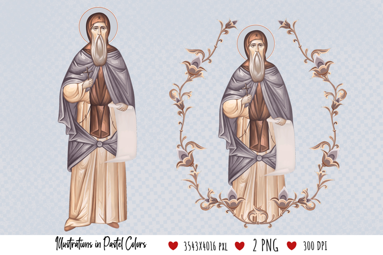 Saint Joanikije of Devic. Illustration in Byzantine Style