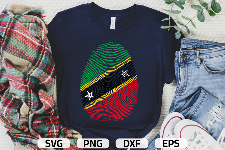 Saint Kitts and Nevis Flag Fingerprint | SVG PNG DXF EPS