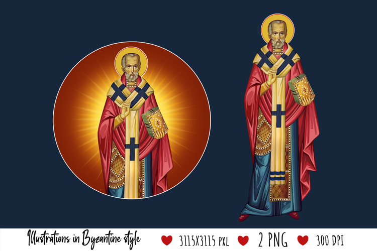 Saint Nicholas of Myra Illustration in Byzantine Style