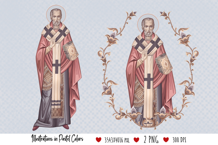 Saint Nicholas of Myra. Illustration in Byzantine Style