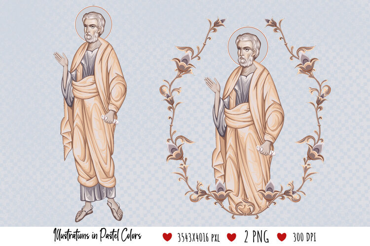 Saint Peter. Illustration in Byzantine Style example image 1