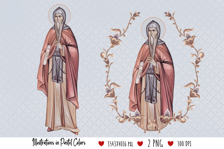 Saint Prochor Pecersky. Illustration in Byzantine Style