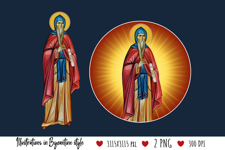 Saint Prochor Pecersky Illustration in Byzantine Style