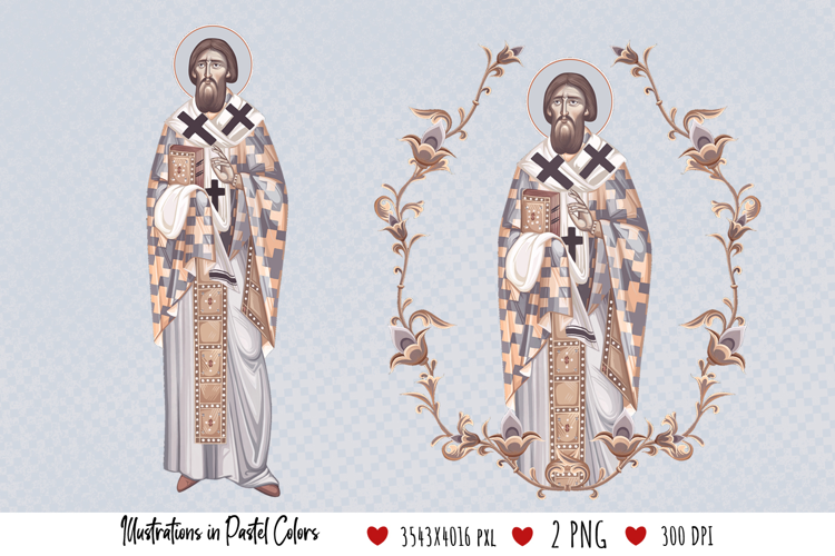Saint Sava Serbian. Illustration in Byzantine Style