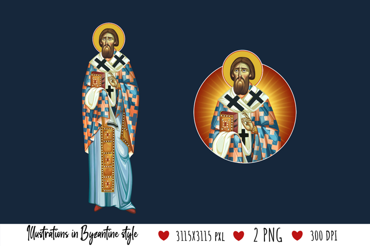 Saint Sava Serbian Illustration in Byzantine Style