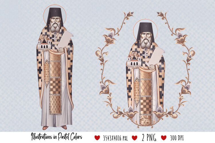 Saint Simeon Popovic. Illustration in Byzantine Style example image 1